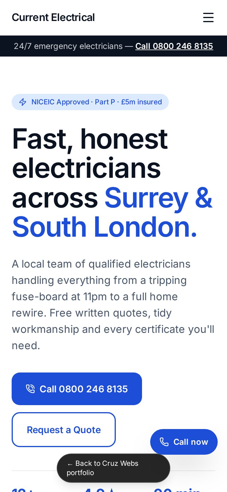 Current Electrical — mobile preview